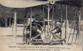A rare image of Anzani at the controls of a Bleriot airplane.